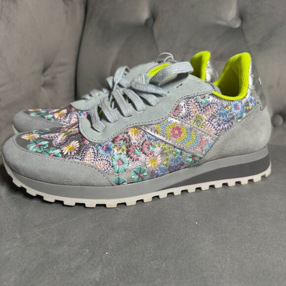 Johnny Was‎ Floral Embroidered Keya Shine Light Blue Sneakers Shoe Size 38 - Picture 5 of 8